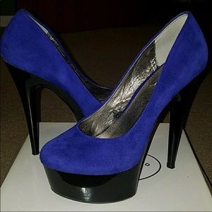 Elegant Blue Suede Platform Heels